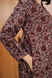 Rustic Maroon Hand Embroidered Cotton Dress