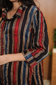 Rustic Black Hand Embroidered Cotton Kurta