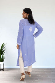 Blue Chikankari Embroidery Georgette Kurta 10074393