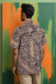 Brown Half Sleeve Ajrakh Printed Cotton Mens Shirt 10072908