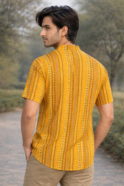 Ajrakh Cotton Men's Short Kurta With Slim-Fit Design & Front Pocket 10076899