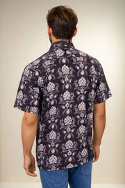 Black Half Sleeve Jahota Printed Cotton Mens Shirt 10074327