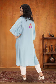 Blue Sozni Embroidered Crepe Silk Kaftan 10064733