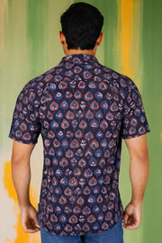 Blue Half Sleeve Jahota Printed Cotton Mens Shirt 10074316