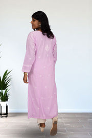 Pink Chikankari Embroidery Cotton Kurta 10074394