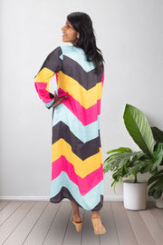  Multi Colour Printed Vegan Charmeuse Silk Dress 10073748