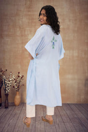 Blue Sozni Embroidered Crepe Silk Kaftan 10064735