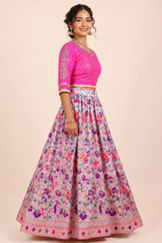 Pink Handcrafted Paithani Lehenga 10065967