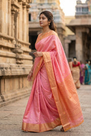 Pink Monotone Kanjivaram Silk Saree 10077913