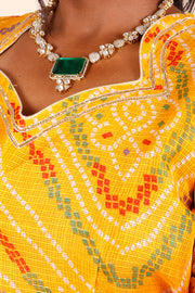 Yellow Handcrafted Kota Doria Cotton Lehenga 10064748