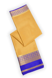 Desert Gold Beige with Blue Mysore Crepe Silk Saree With Zari Border 10076663