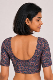 Blue Ajrakh Printed Cotton Blouse 10073372