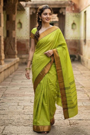 Green Handloom Chettinad Cotton Saree 10077342