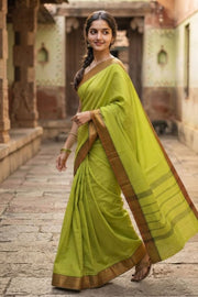 Green Handloom Chettinad Cotton Saree 10077342