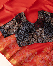 Black Ajrakh Printed Cotton Blouse 10073384