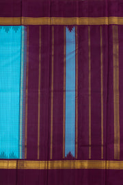 Ananda Blue Pure Zari Korvai Kanjivaram Silk Saree 10062484