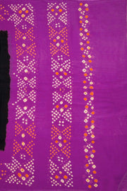 Black Handcrafted Bandhani Mulmul Cotton Saree 10062526