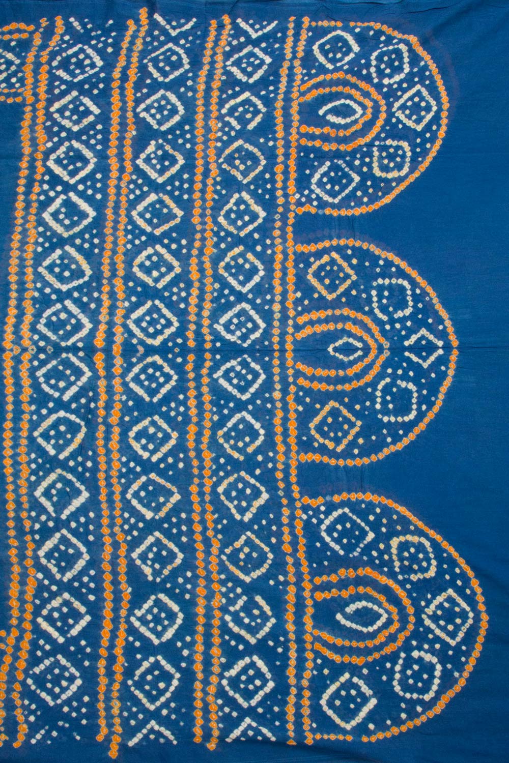 Yale Blue Handcrafted Bandhani Mulmul Cotton Saree 10062530