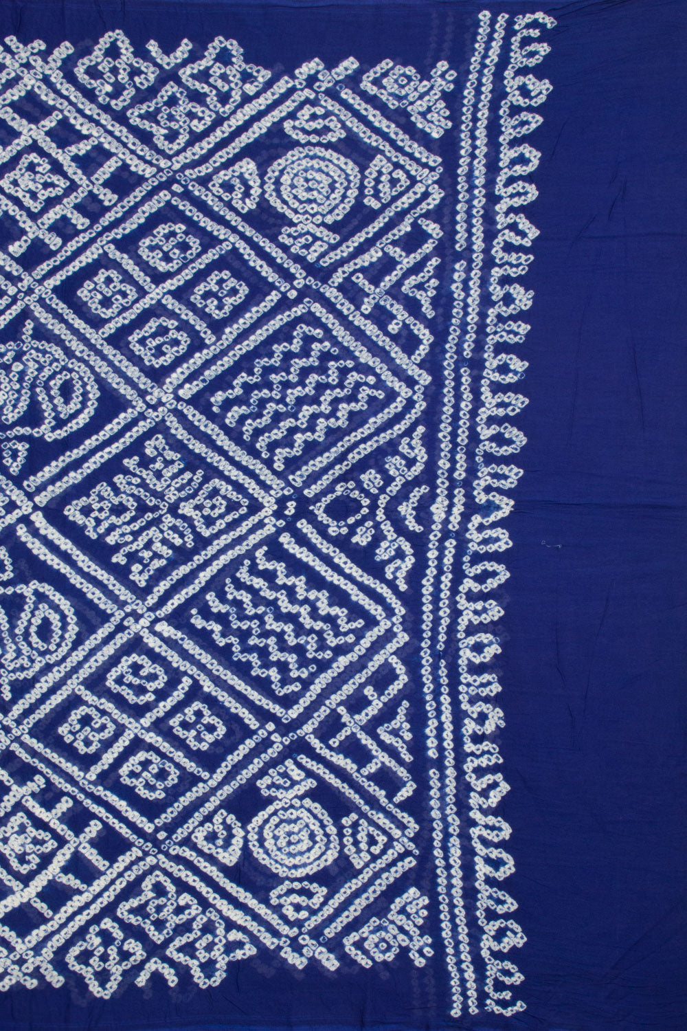 Deep Sapphire Blue Handcrafted Bandhani Mulmul Cotton Saree 10062541
