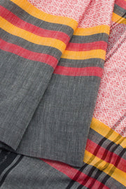 Grey & Red Handloom Dhaniakhali Cotton Saree 10062589
