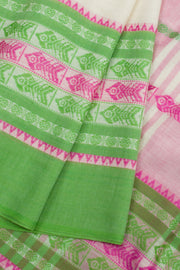 White Handloom Dhaniakhali Cotton Saree 10062594