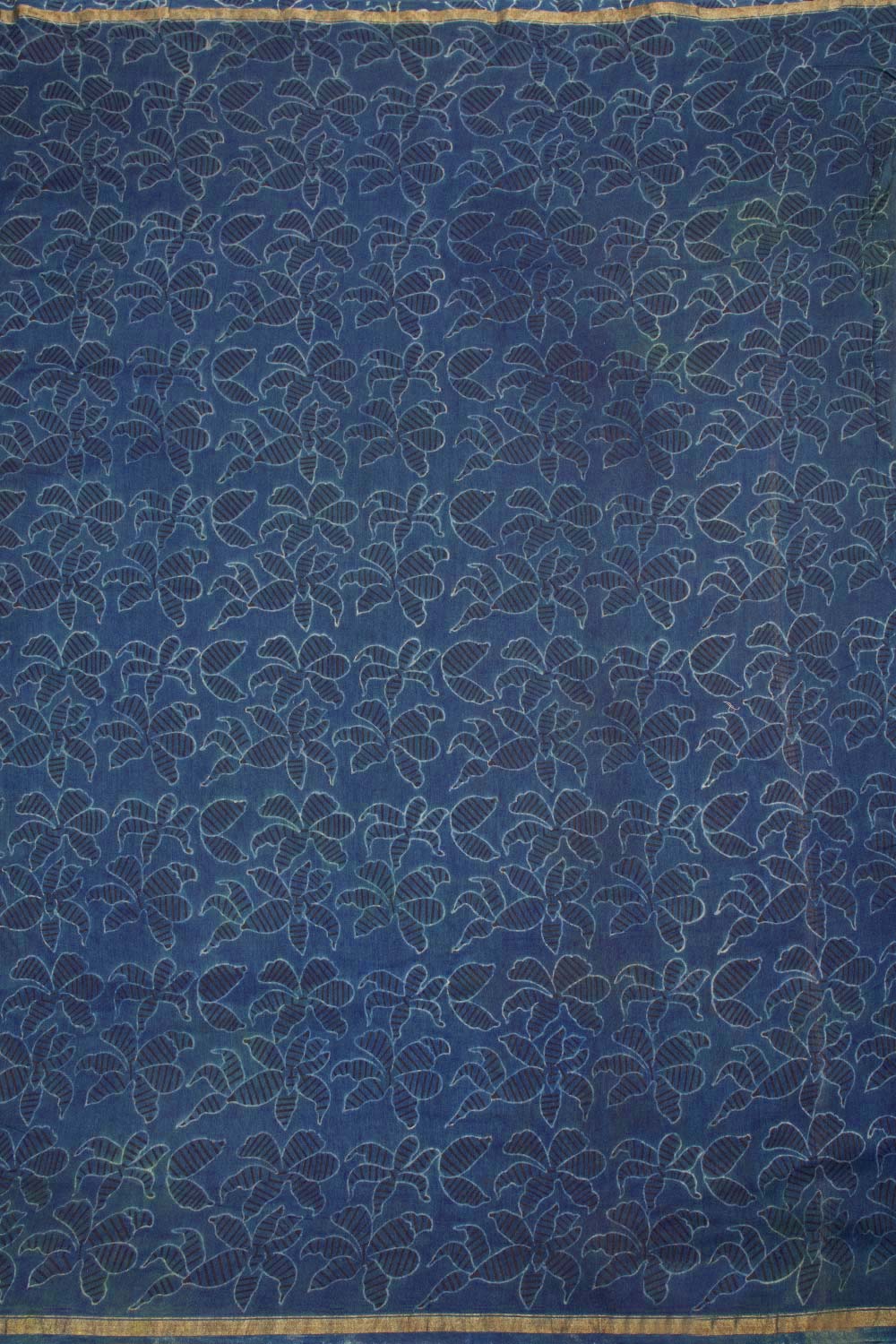 Indigo Blue Ajrakh Printed Silk Cotton Saree 10062731
