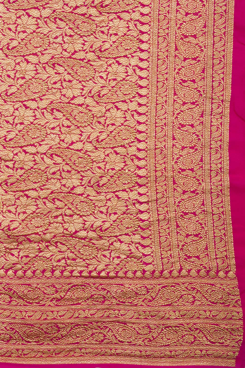 Dark Fuschia Pink Handloom Khaddi Banarasi Chiffon Saree 10062772