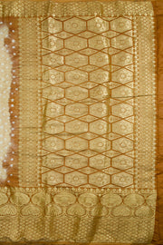 Cream Kanjivaram Pure Silk Bandhani Saree 10062802