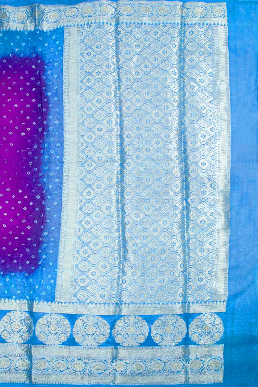 Fuschia Purple Kanjivaram Pure Silk Bandhani Saree 10062805
