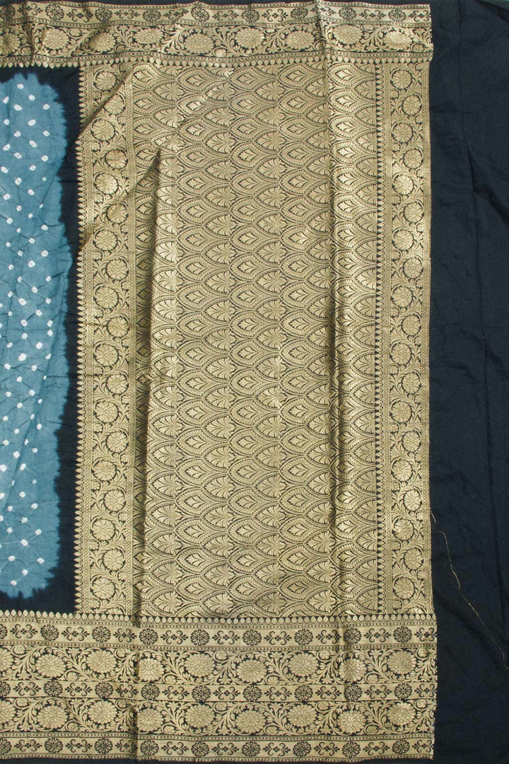 Bluish Grey Kanjivaram Pure Silk Bandhani Saree 10062807