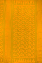 Yellow Ochre Handloom Jamdani Style Cotton Saree 10062821