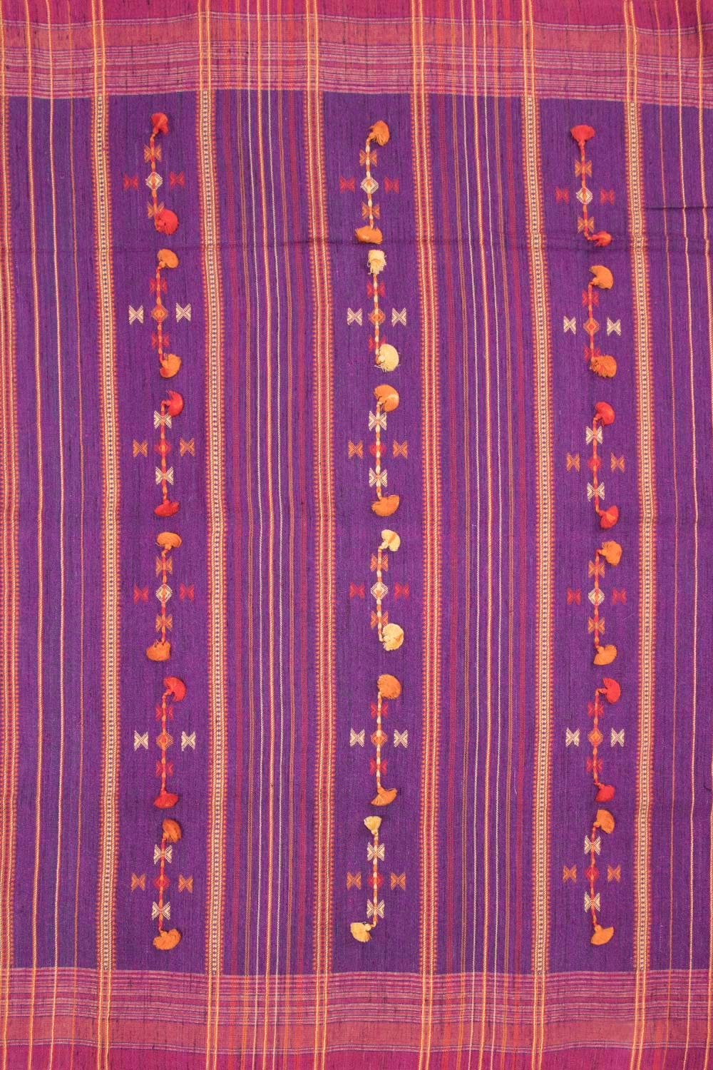 Warm Purple Handloom Bhujodi Kala Cotton Saree 10062882