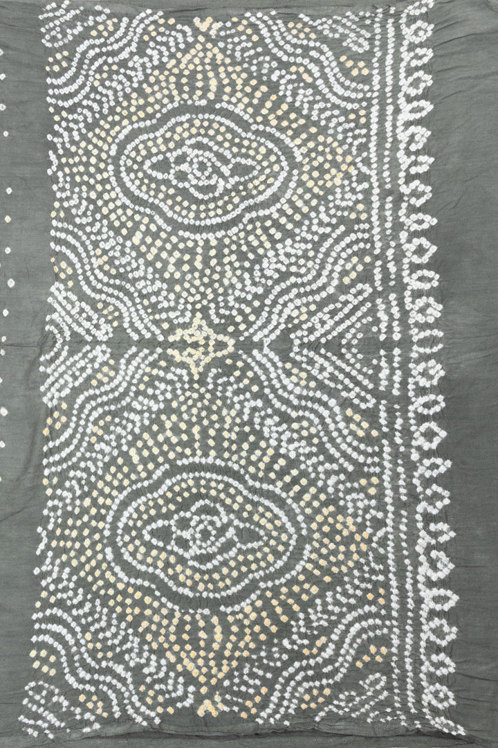 Grey Handcrafted Bandhani Cotton Saree 10062987