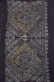 Black Handcrafted Bandhani Cotton Saree 10062989