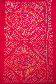 Chilli Red Handcrafted Bandhani Cotton Saree 10062993