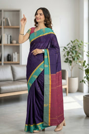 Deep Purple Kanjivaram Vegan Silk Saree 10077088