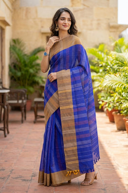 Blue Kanjivaram Vegan Silk Saree 10077090