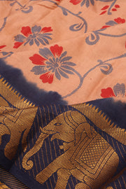 Biege Handcrafted Sungudi Cotton Saree With Elephant Border 10077132