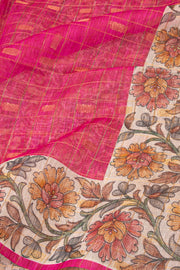 Pink Printed Semi Tussar Silk Saree 10077234