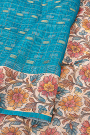 Blue Printed Semi Tussar Silk Saree 10077236