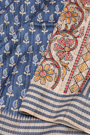Light Blue Printed Semi Tussar Silk Saree 10077238