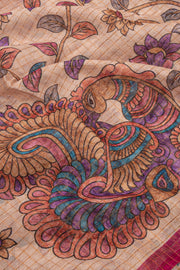 Pink Printed Semi Tussar Silk Saree 10077242
