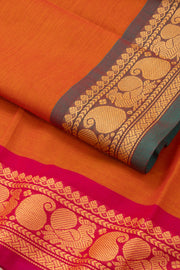 Orange Handloom Chettinad Cotton Saree 10077294