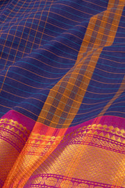 Deep Blue Handloom Chettinad Cotton Saree 10077302