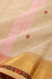 Light Beige Handloom Chettinad Cotton Saree 10077317