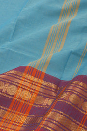 Sky Blue Handloom Chettinad Cotton Saree 10077334