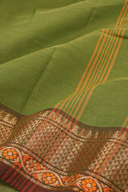 Leaf Green Handloom Chettinad Cotton Saree 10077341