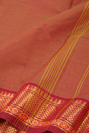 Dusty Brown Handloom Chettinad Cotton Saree 10077343