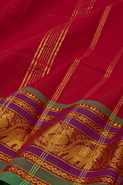 Red Handloom Chettinad Cotton Saree 10077345