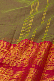Leaf Green Handloom Chettinad Cotton Saree 10077348
